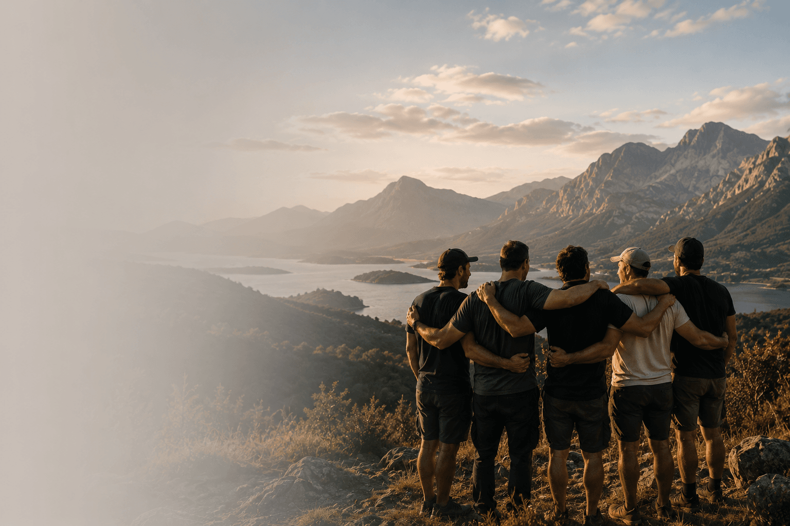Men gathered in brotherhood