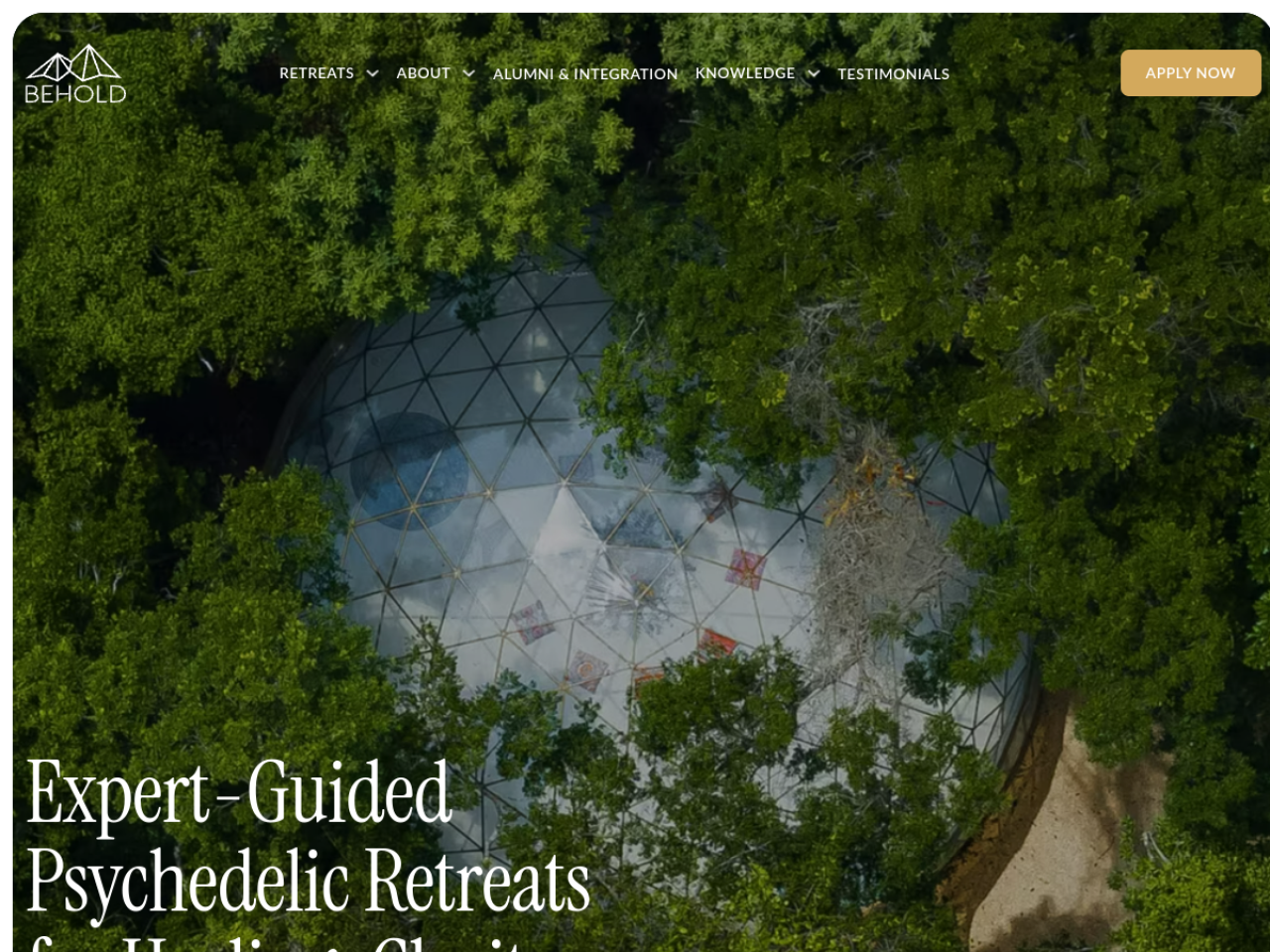 Behold Retreats website
