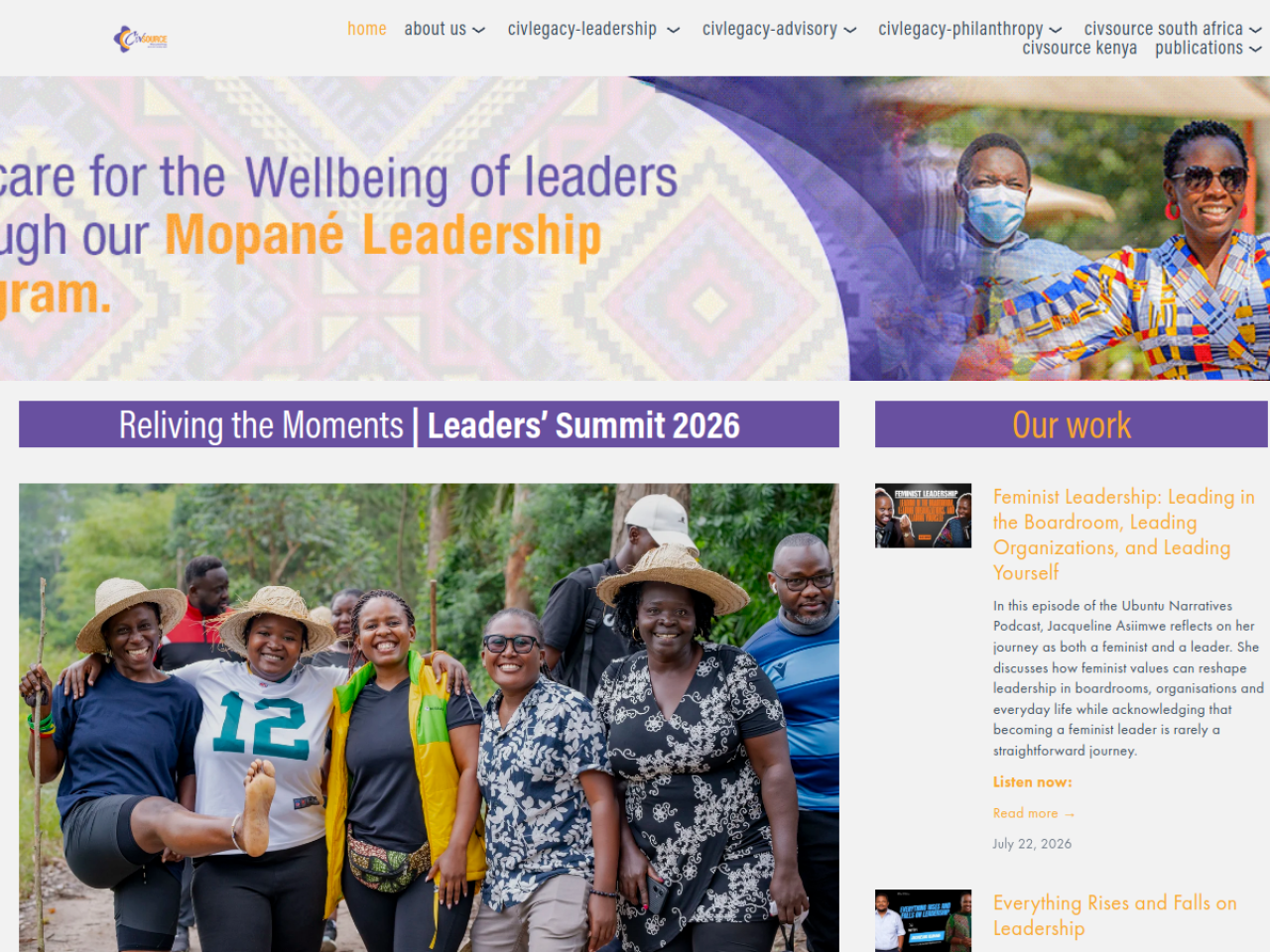 CivSource Africa Men's Retreat website