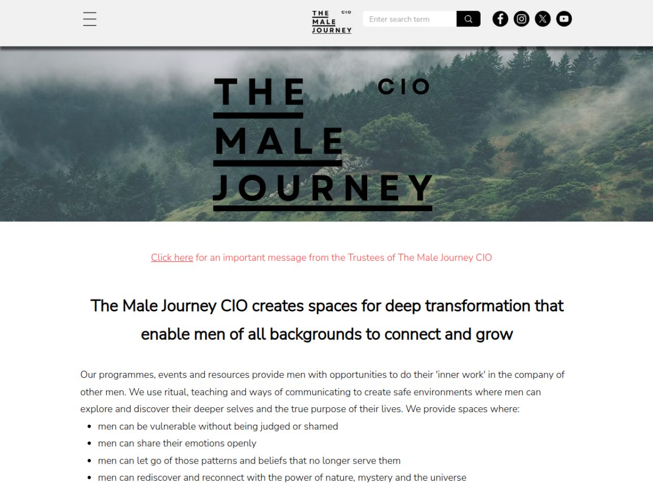 The Male Journey website